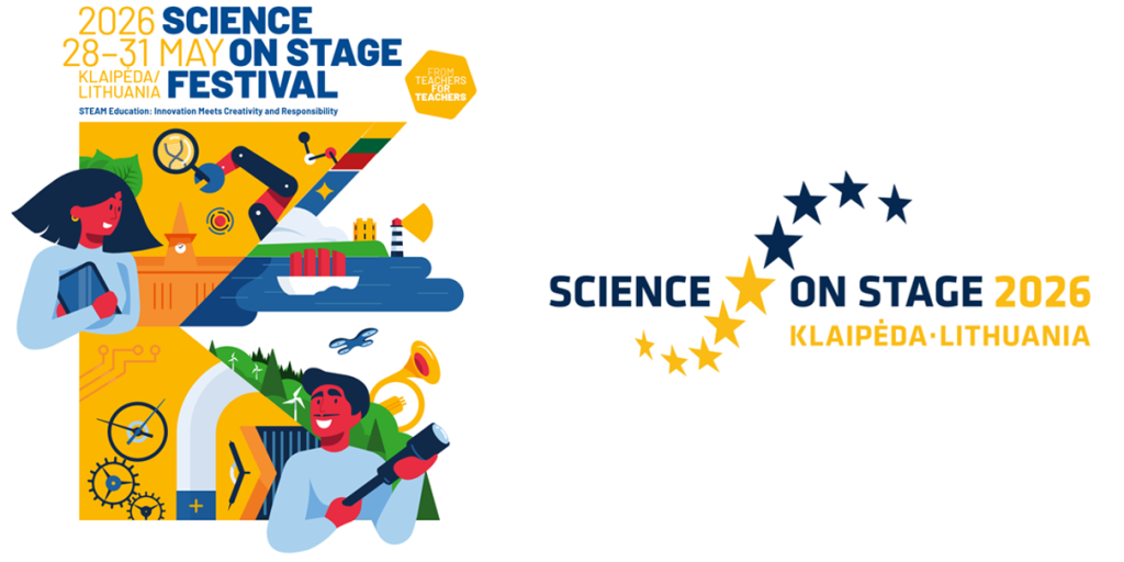 Science on Stage -festivaalien graafinen tunniste.